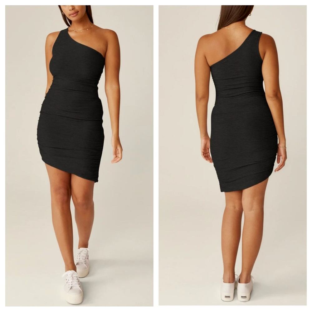 Beyond Yoga Featherweight Carried Away One Shoulder Dress in Darkest Night - M